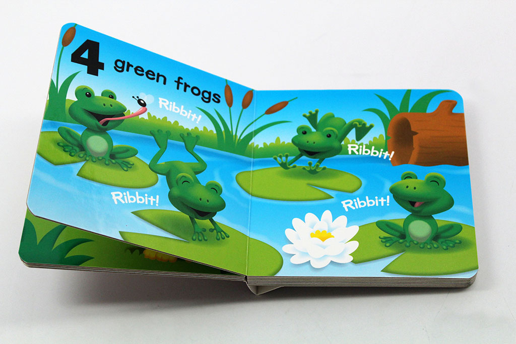 4 green frogs, Ribbit! Ribbit! Ribbit! Ribbit!